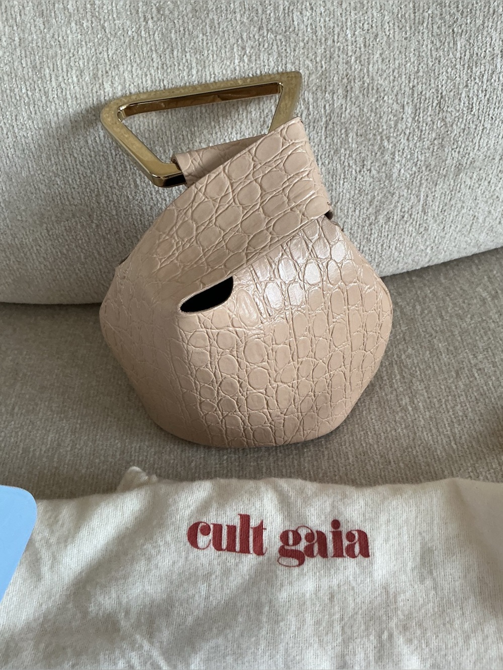 CULT GAIA MINI ASTRAEA CROC BEIGE HANDBAG PURSE